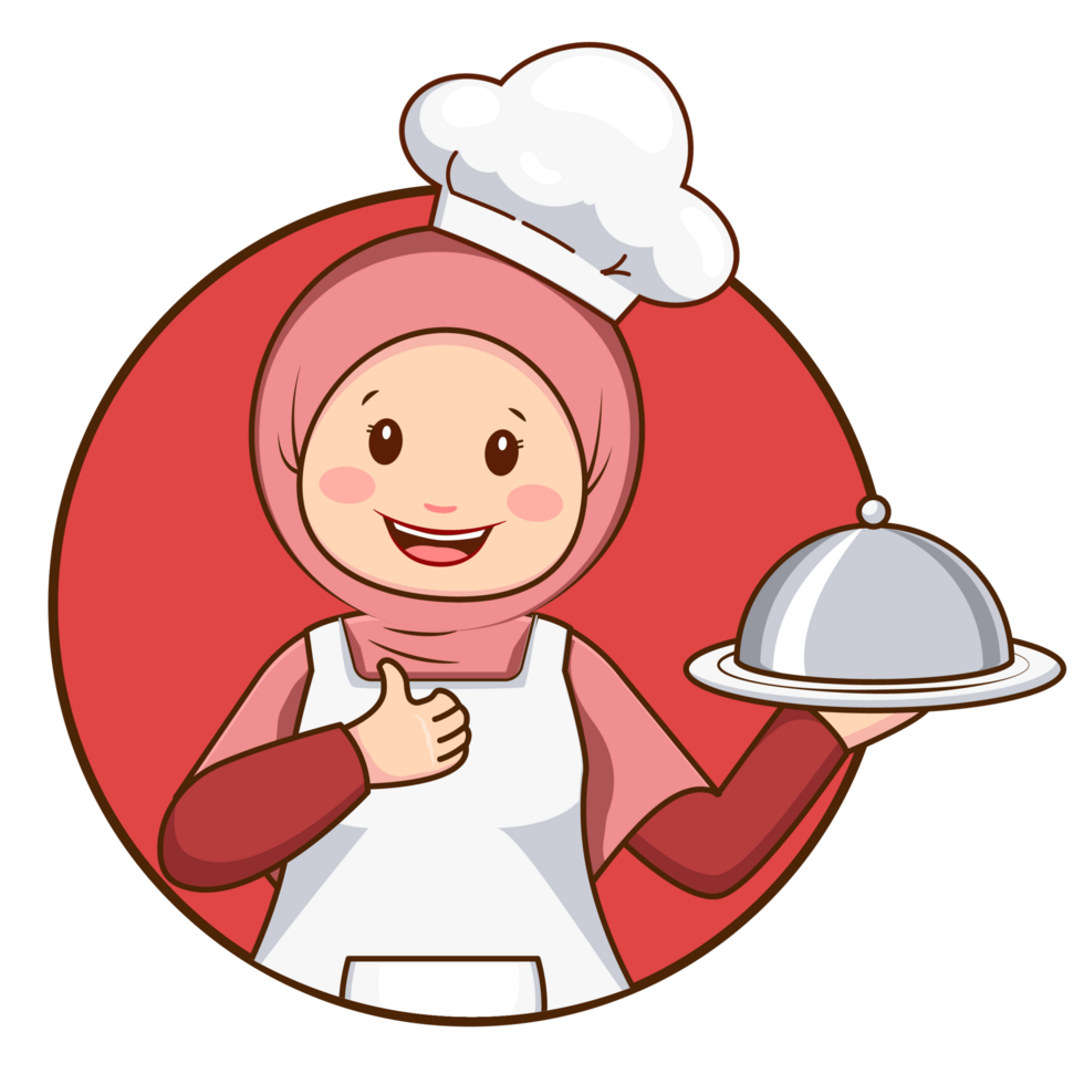 Cute Woman Muslim Chef Logo png