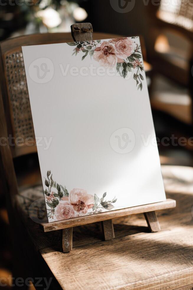 Floral wedding invitation photo
