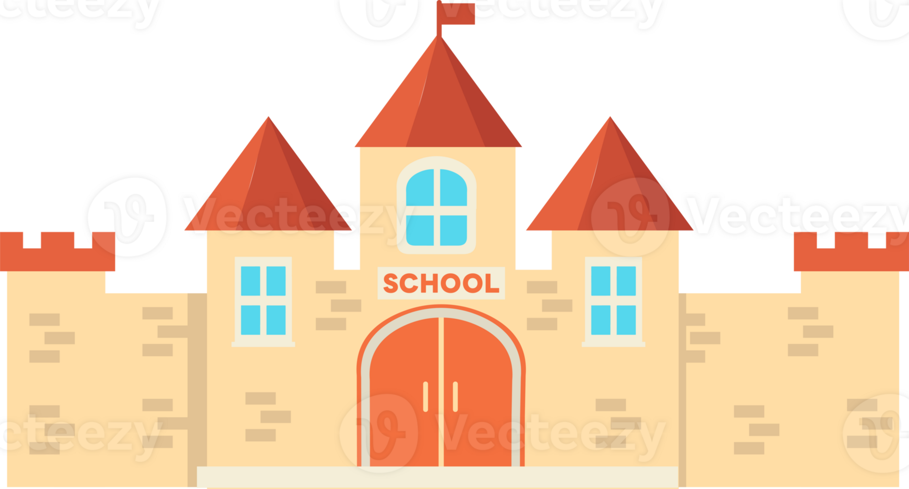 A castle with a door and windows png