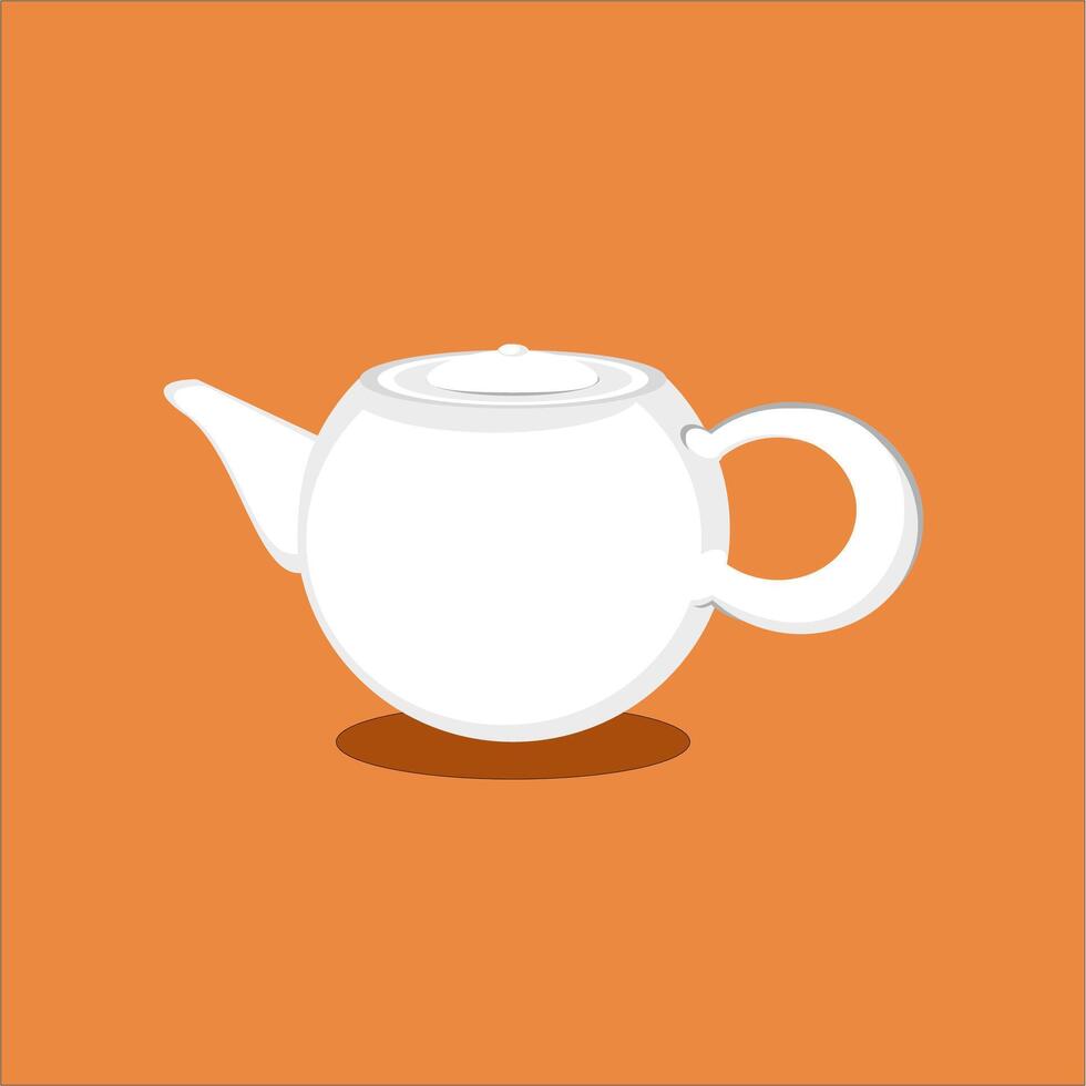 Illustration of a beautiful white ceramic teapot. vector