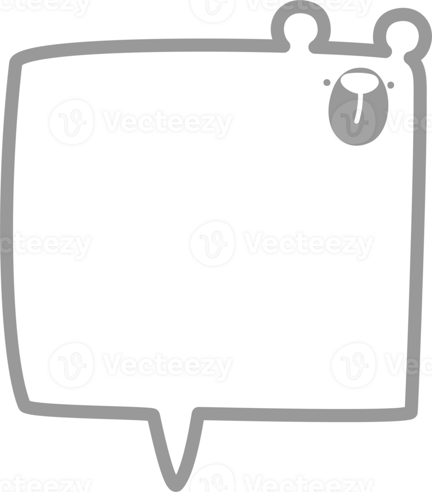 Minimal doodle hand draw animal bear speech bubble balloon square shaped, icon sticker memo keyword planner text box banner, flat design illustration4 png