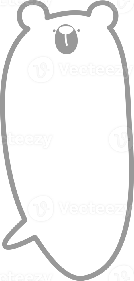 Minimal doodle hand draw animal bear speech bubble balloon oval shaped,icon sticker memo keyword planner text box banner, flat design illustration2 png