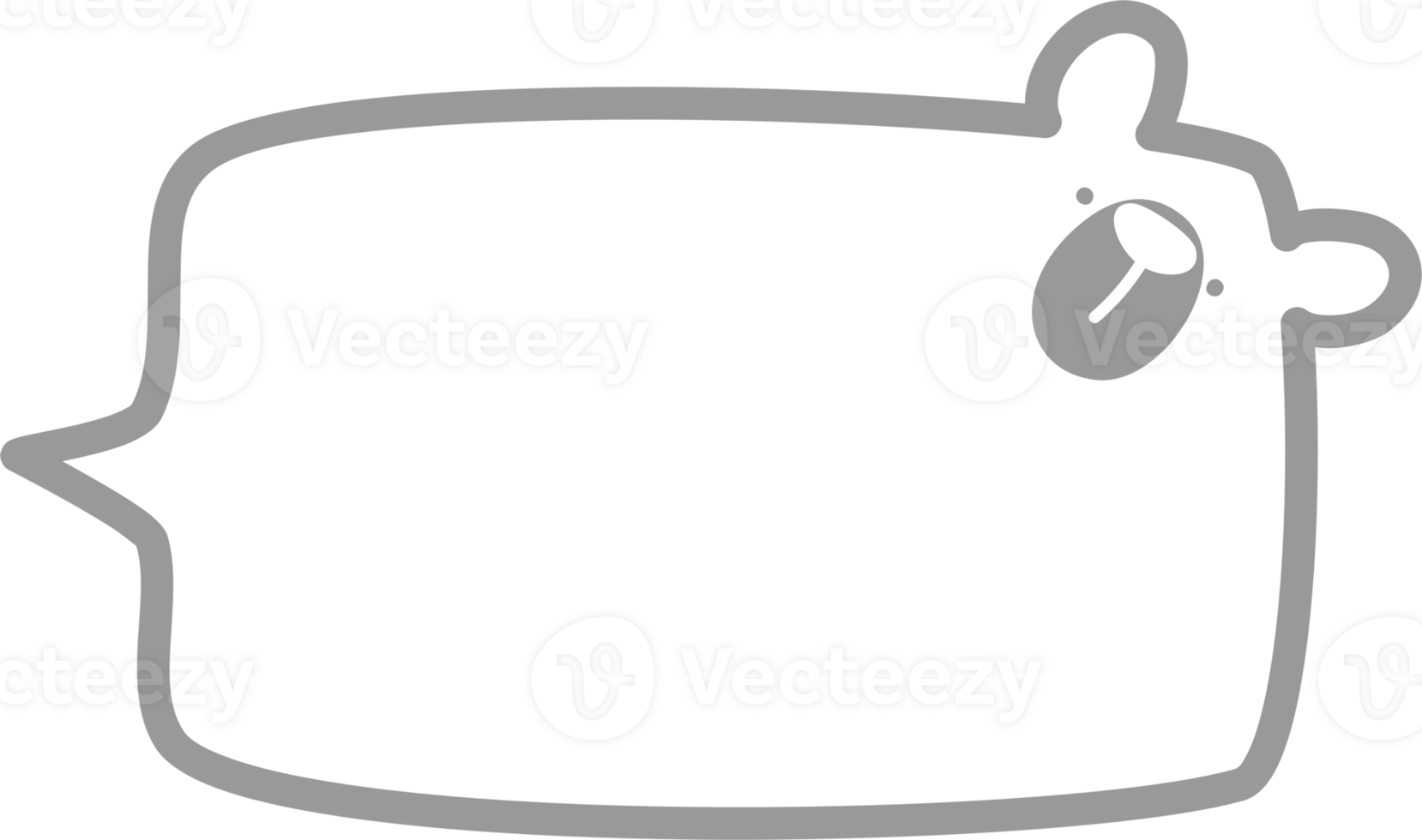 Minimal doodle hand draw animal bear speech bubble balloon rectangle with rounded corners, icon sticker memo keyword planner text box banner png