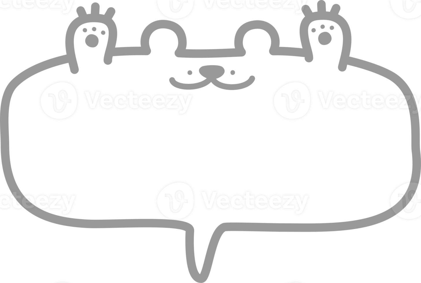 Minimal doodle hand draw animal bear speech bubble balloon horizontal shape, icon sticker memo keyword planner text box banner, flat design illustration6 png