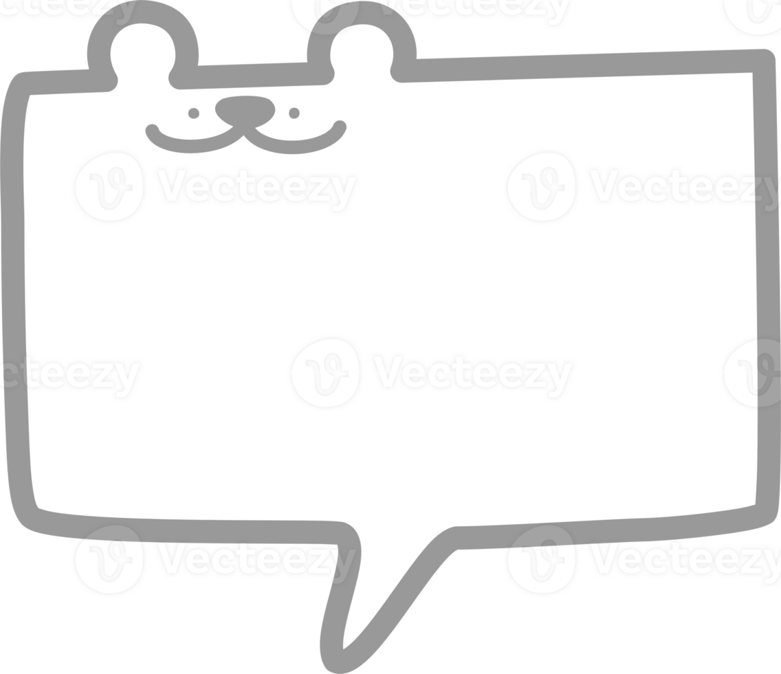 Minimal doodle hand draw animal bear speech bubble balloon rectangle shape, icon sticker memo keyword planner text box banner, flat design illustration5 png
