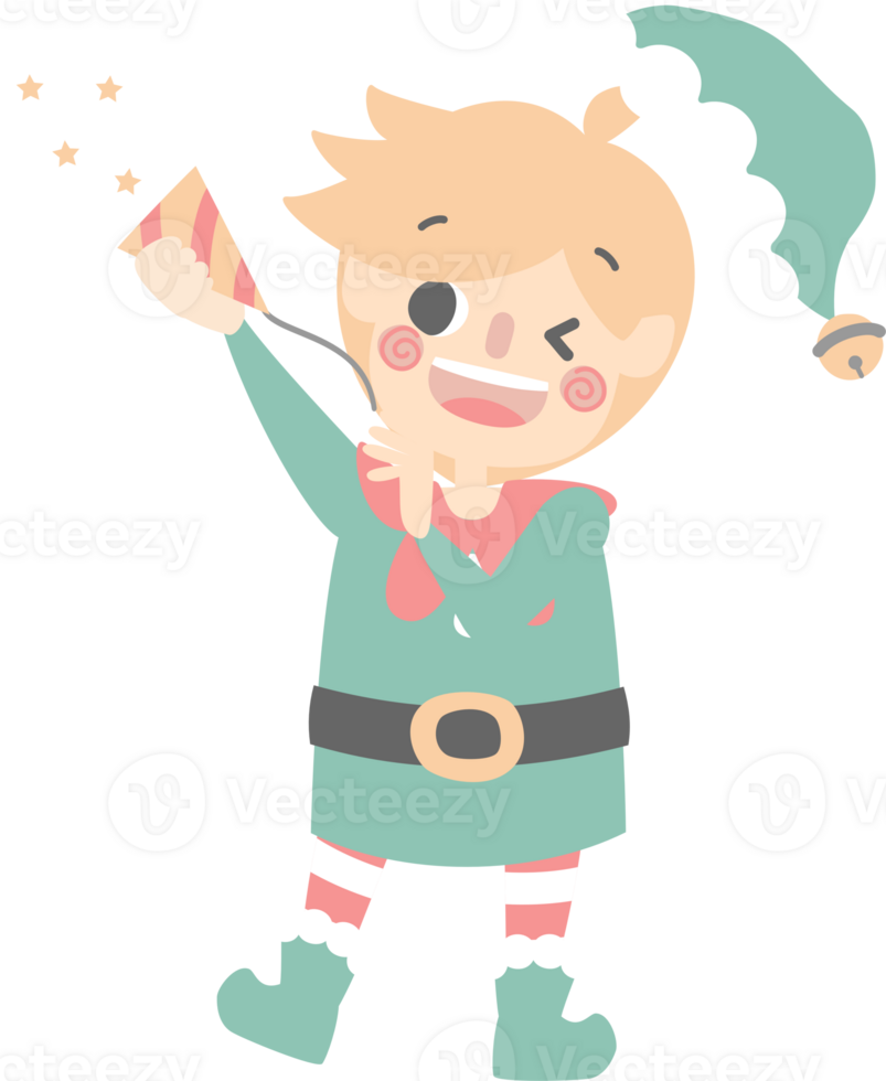 merry christmas and happy new year with cute little elf dwarf holding firecracker png