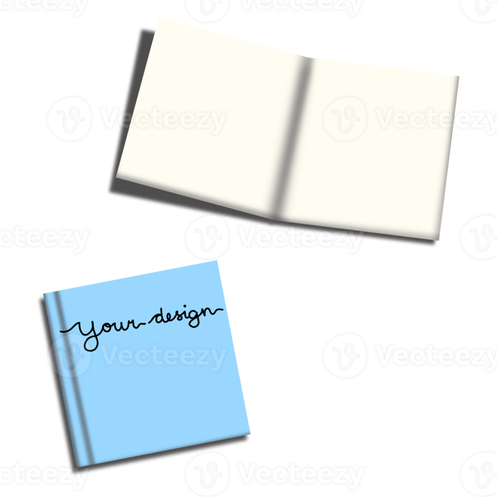 A notebook and a blank book with the words your design png