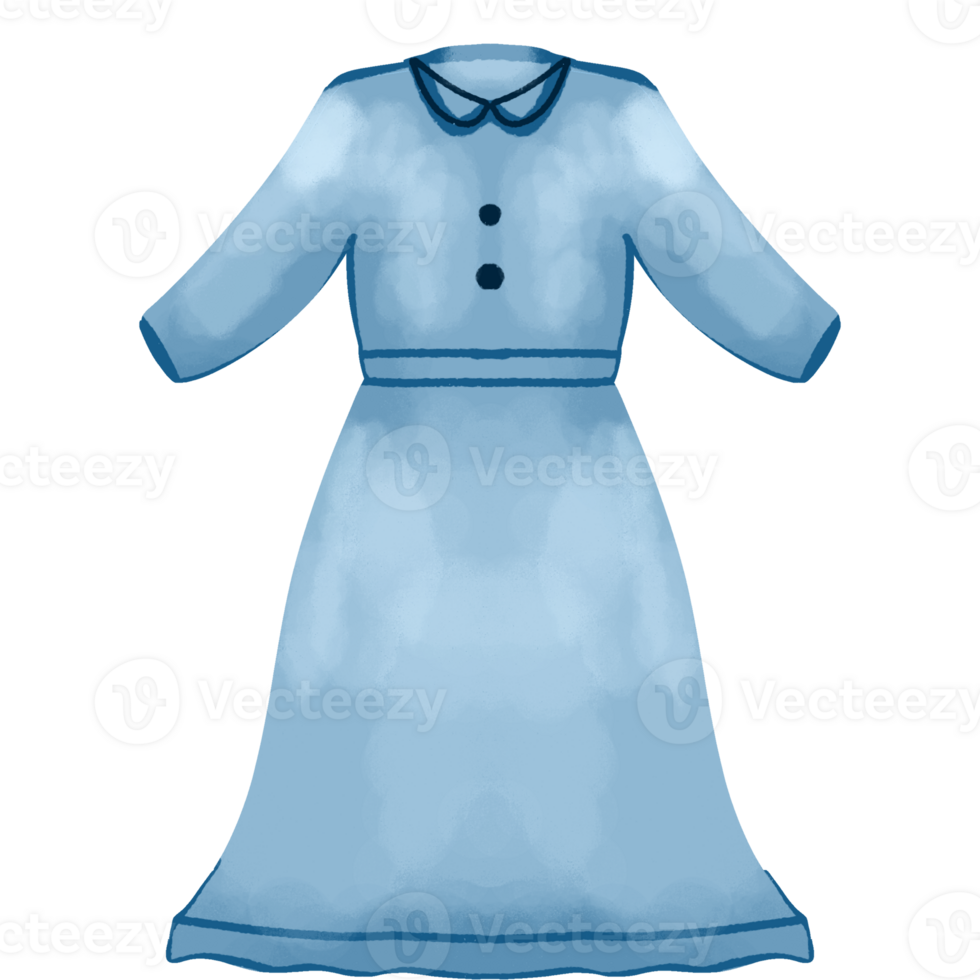 A blue dress with a collar and buttons png