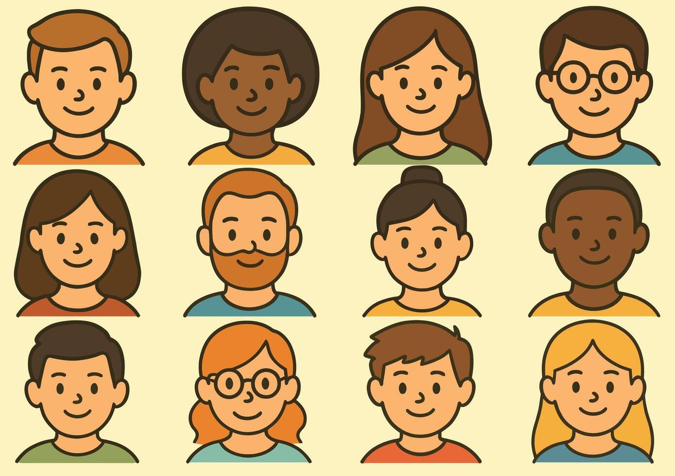 Cartoon People Avatars set vector