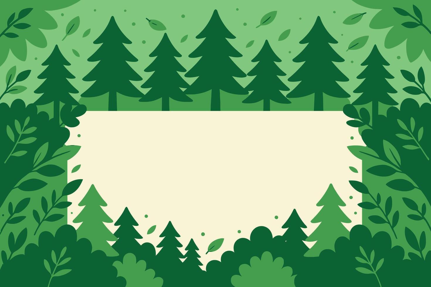 Green Forest Frame with Trees and Leaves vector