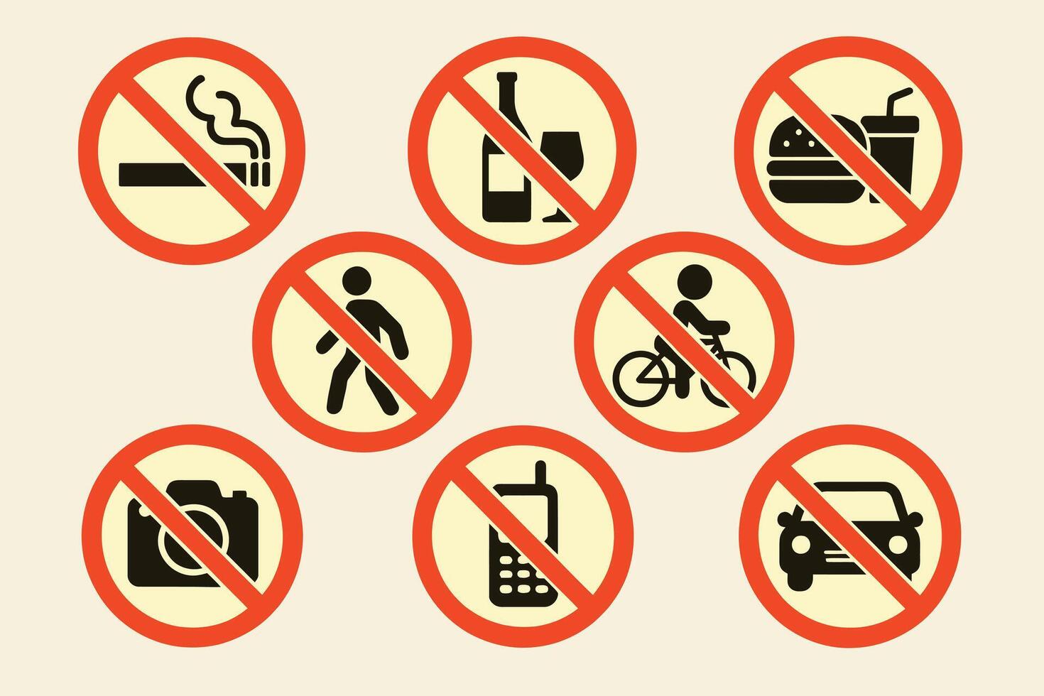 Collection of Prohibition Signs and Warning Symbols vector