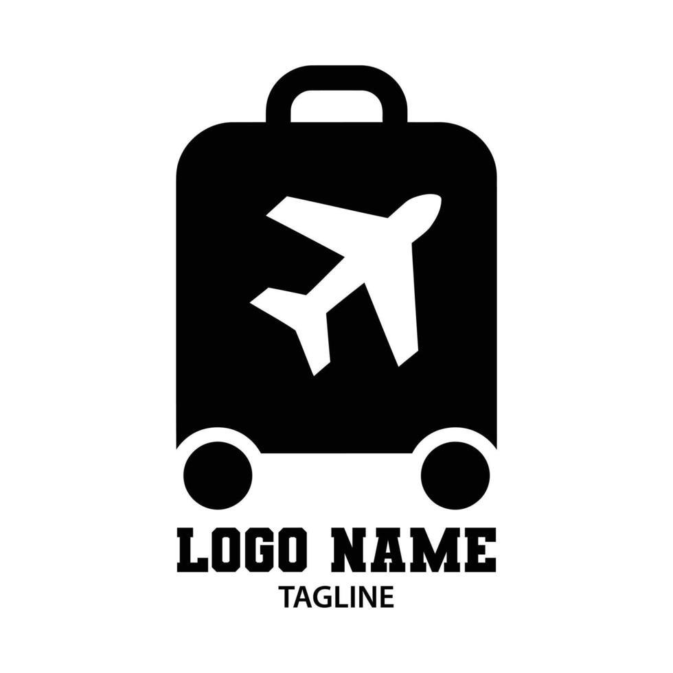 Travel Suitcase with Airplane Icon Logo Representing Tourism, Vacation, Flight, Airline, and Luggage Concept for Travel Agencies and Air Transport Services vector