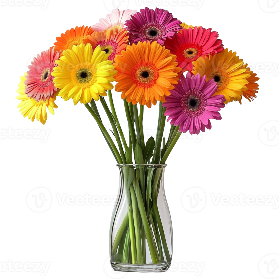 Assorted Gerbera Flowers in Decorative Vase png