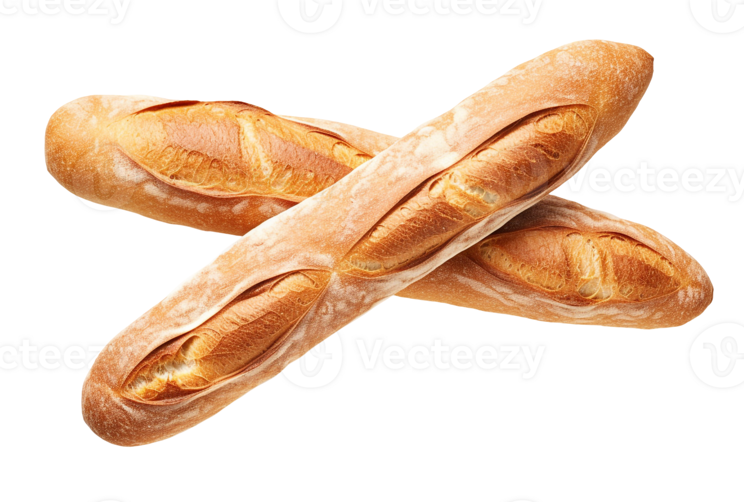 Crisp Crust Baguettes in Pair, Isolated for Food Design png