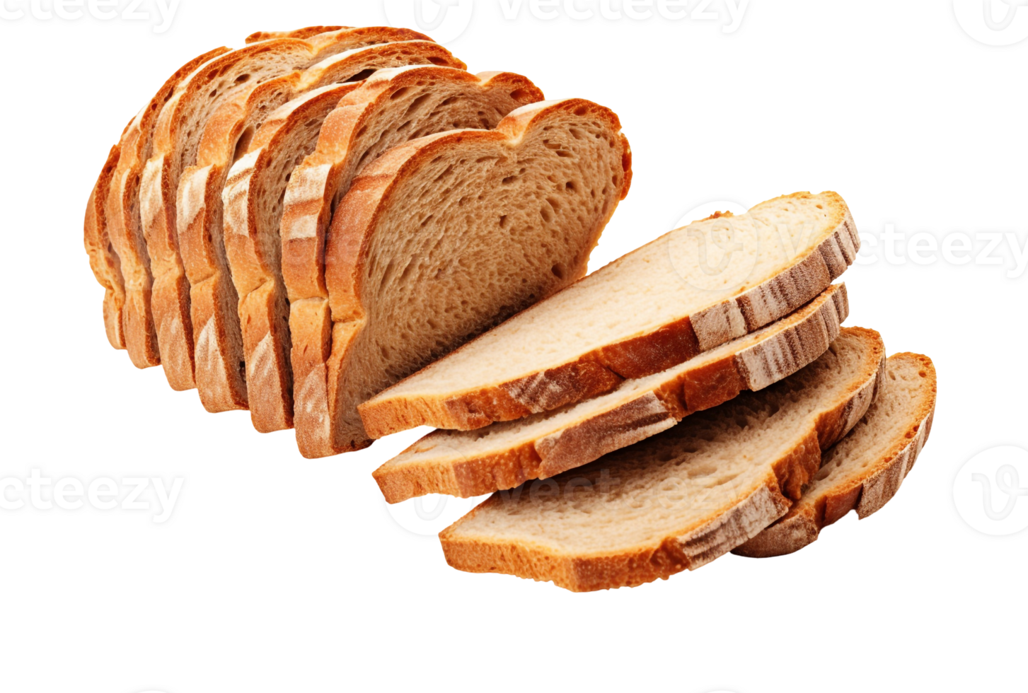 Skyrim-Style Rustic Bread Loaf Sliced, Transparent Background png