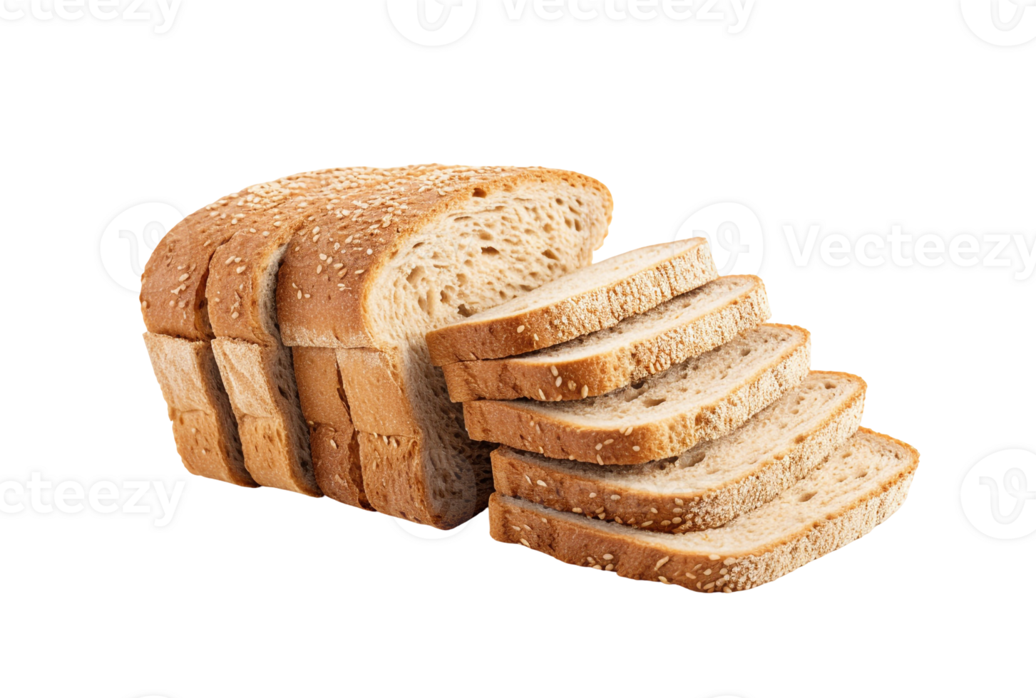 Clean Isolated Slices of Whole-Grain Bread png
