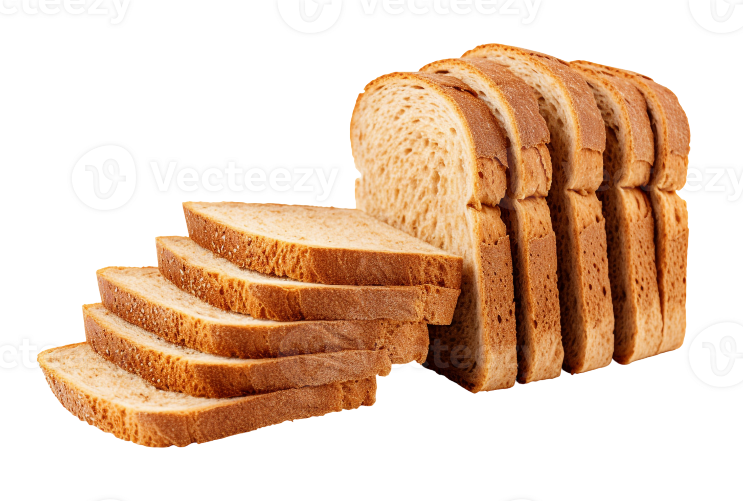 Top View of Whole-Grain Bread Slices, Isolated Style png