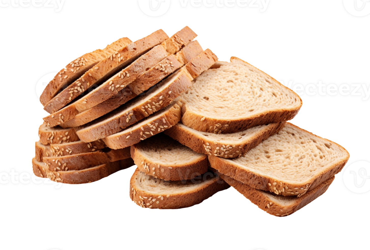 Whole-Grain Bread in Sliced Form on Clear Background png