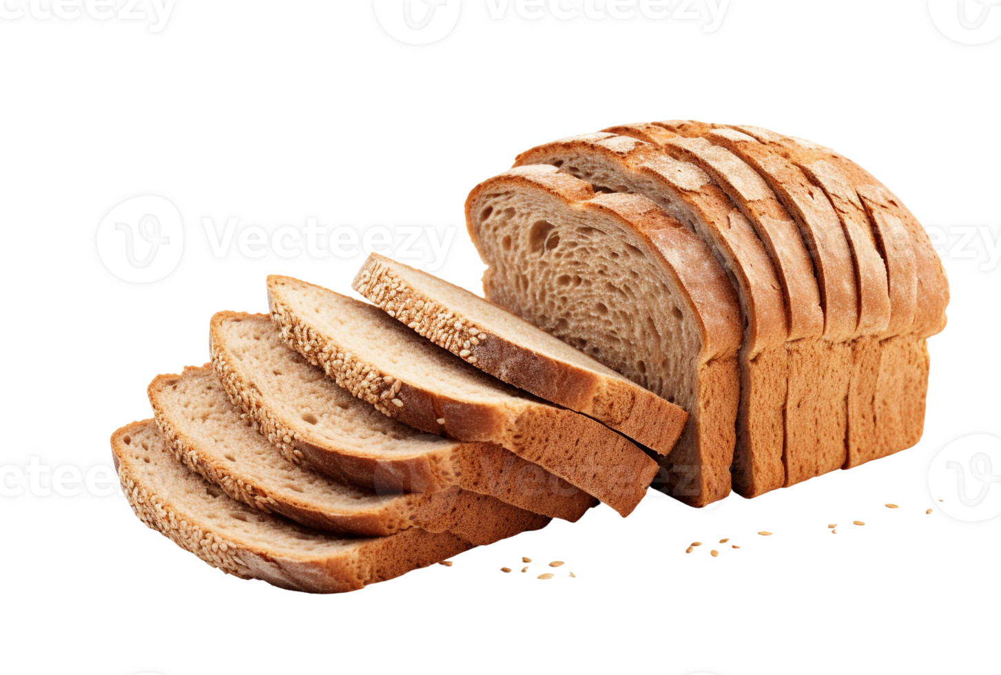 Slices of Whole-Grain Bread Isolated on Transparent Background png