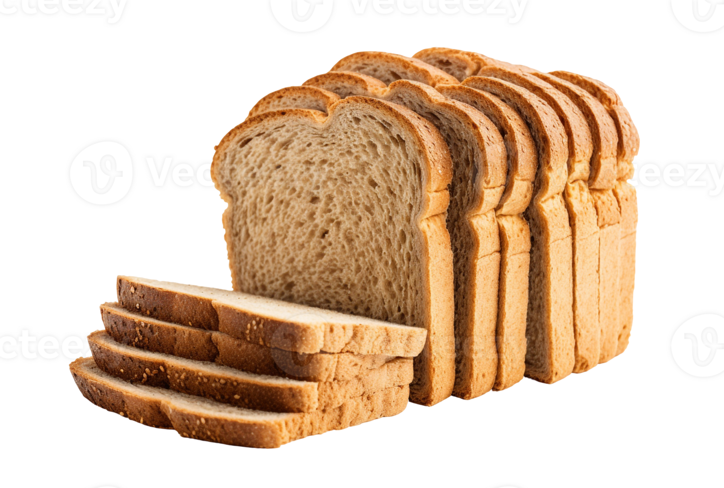 Whole-Grain Bread Cut into Slices on Transparent Background png