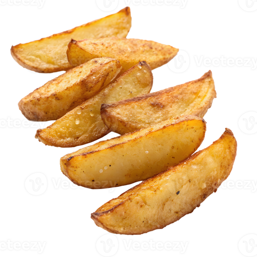 Crispy Potato Wedges and French Fries on Transparent Background png