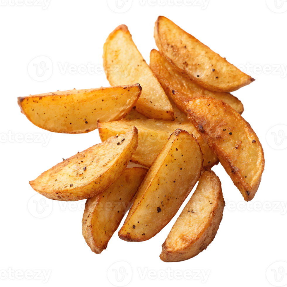 Crispy Potato Wedges with Spices on Transparent Background png