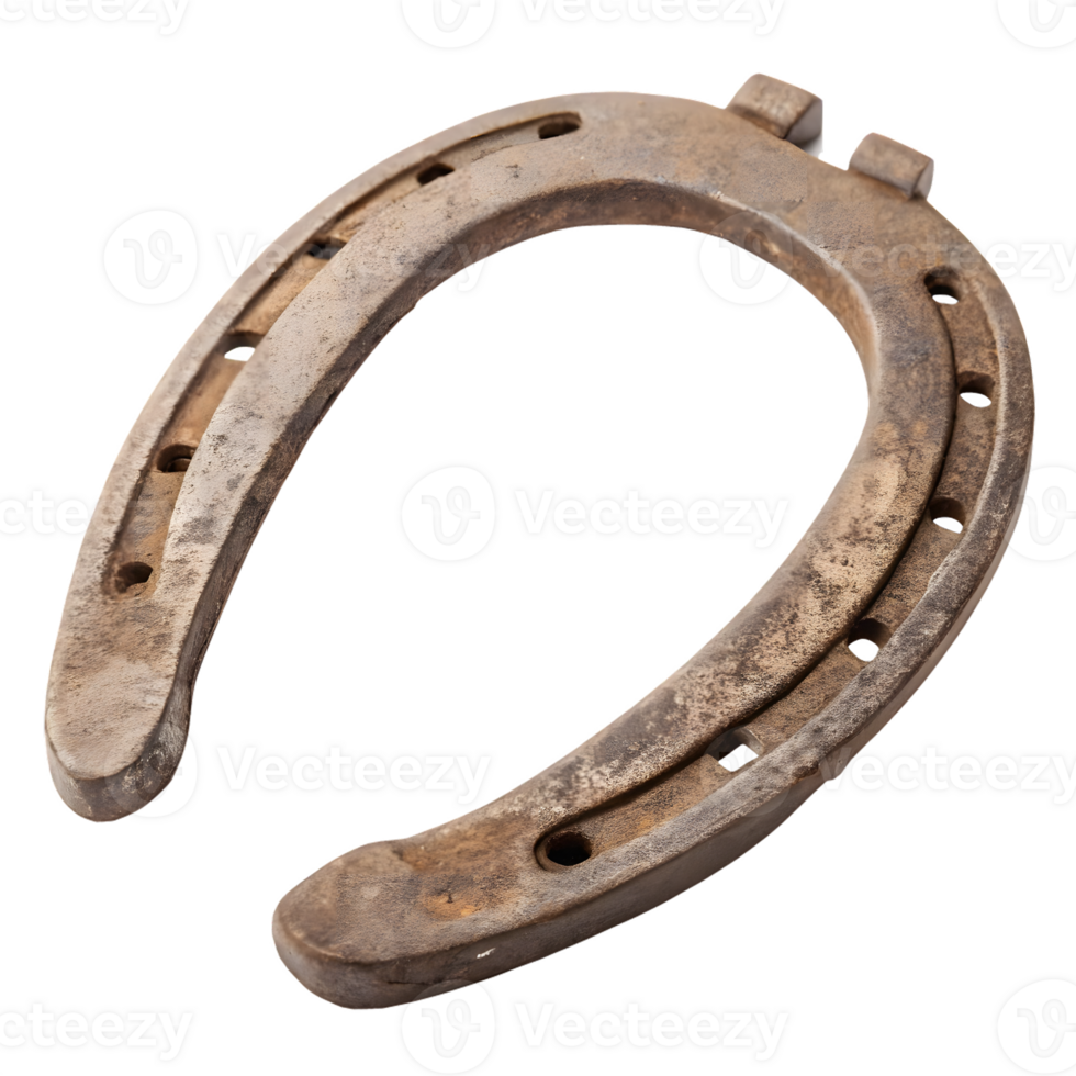 Worn Iron Horseshoe Isolated on Transparent Background. png
