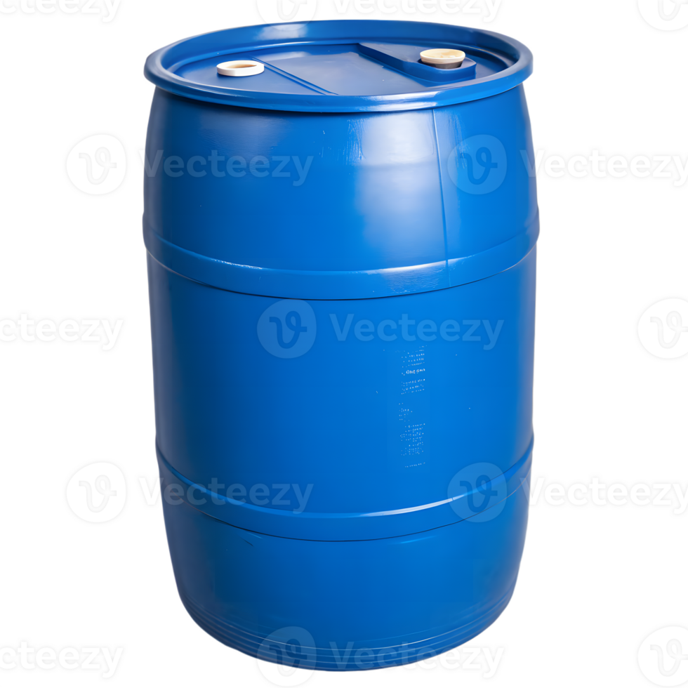 Vibrant Blue Plastic Barrel on Transparent Background png