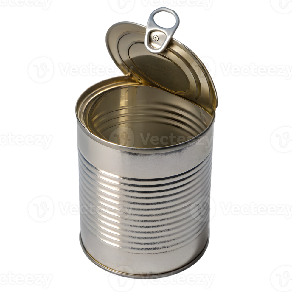 Opened Metal Tin Can on Transparent Background png