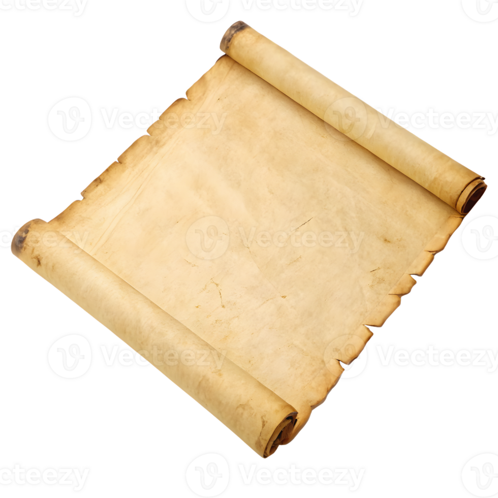 Antique Papyrus Scroll on Transparent Background png
