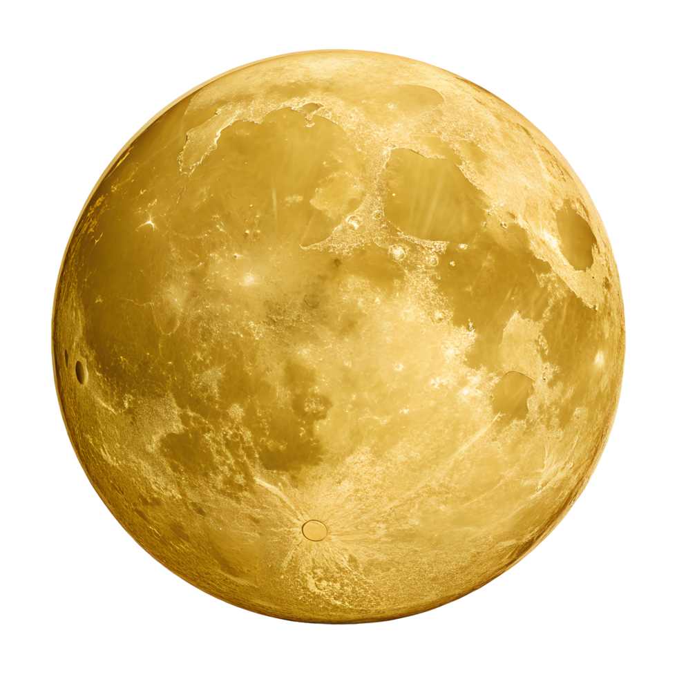 Golden Full Moon Celestial Body Space Night Sky Astronomy Lunar Surface Crater Details png