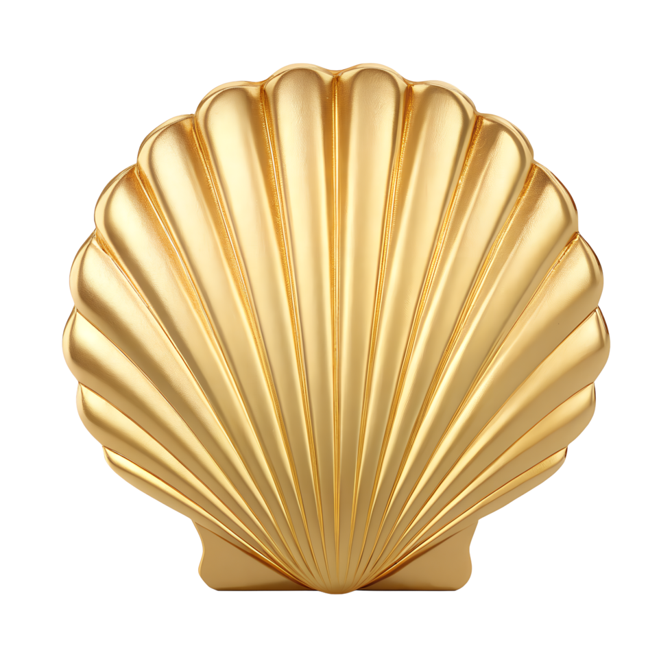 A luxurious golden scallop shell isolated on a transparent background this image is perfect for designs related to the ocean sea beach summer luxury wealth and opulence png