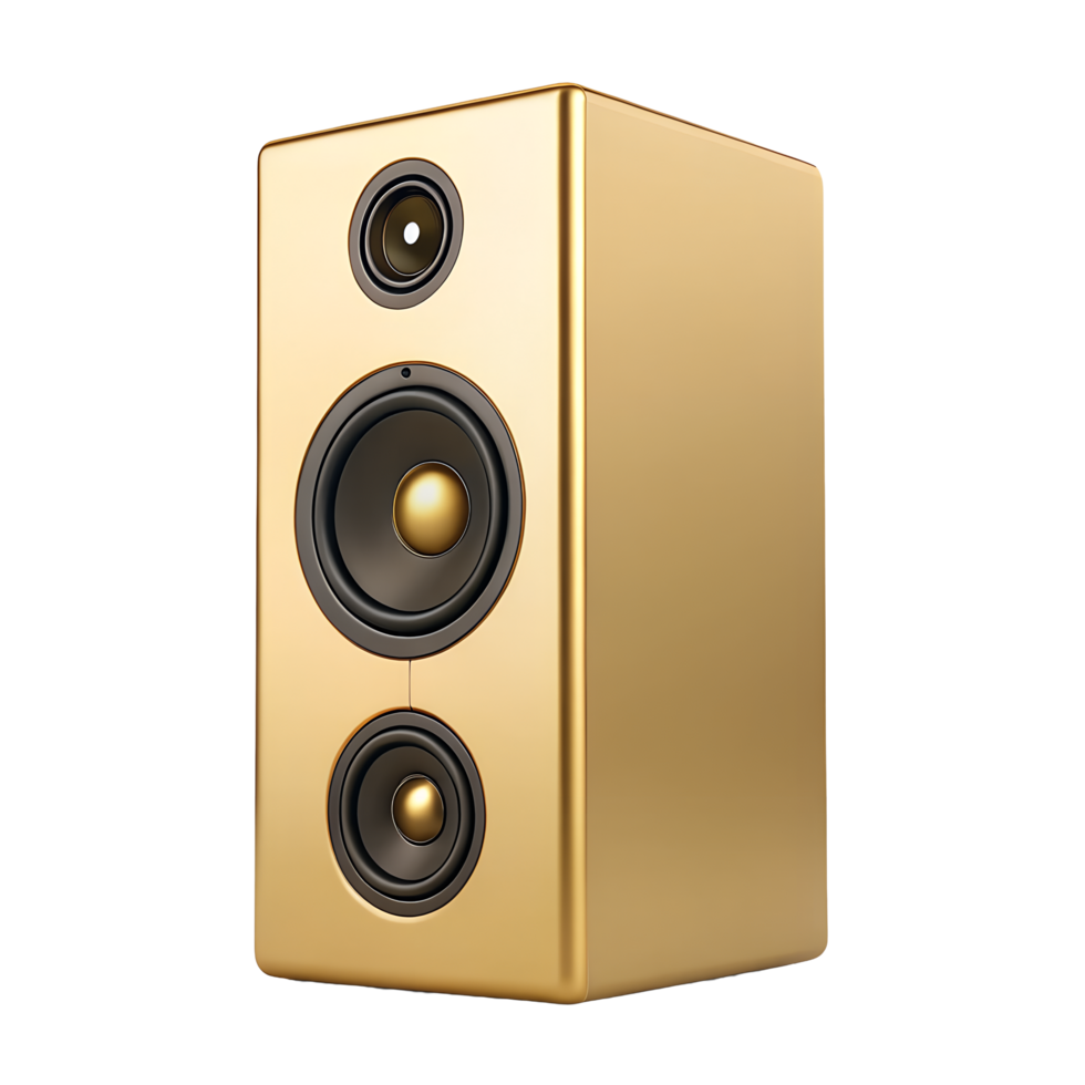 Elegant Gold Audio Speaker High Quality Sound System for Home or Studio Three Way Speaker Design for Superior Audio Experience png