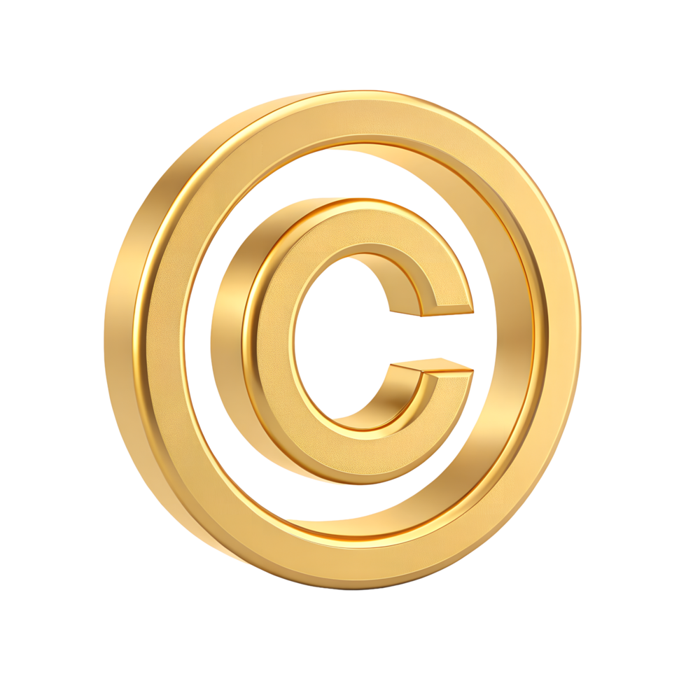3D Render of a Golden Copyright Symbol A Luxurious and Shiny Golden C in a Circle Perfect for Legal and Business Concepts png