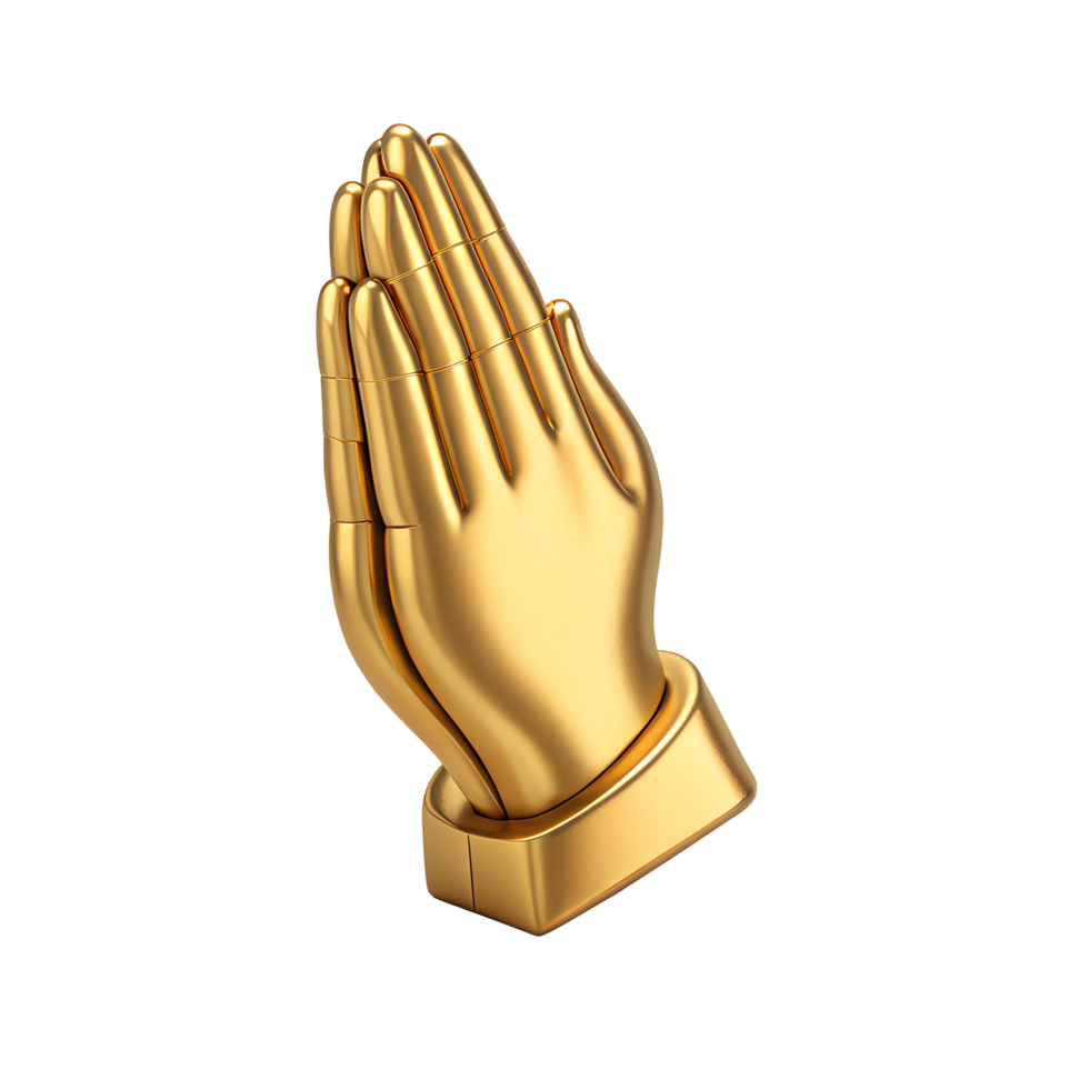 Golden Hands in Prayer Position A 3D Render of Praying Hands Representing Faith Hope and Spirituality Ideal for Religious Concepts Meditation and Gratitude png