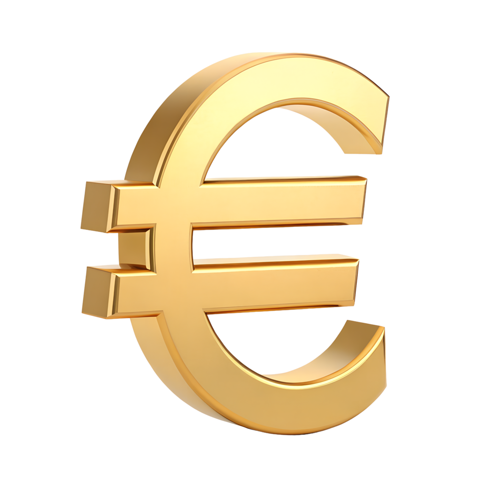 3D Render of Shiny Golden Euro Currency Symbol Financial Business Money Concept png