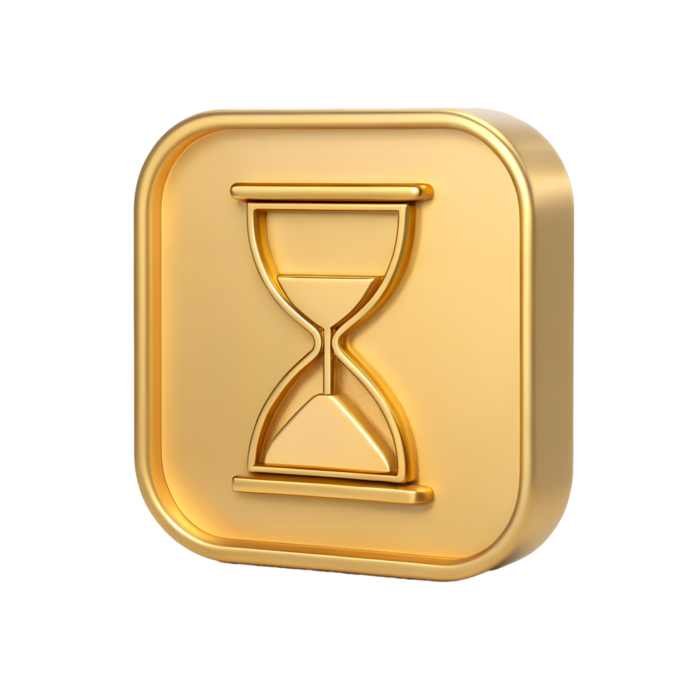 Golden Hourglass Icon on Square Button Time Management Deadline Waiting Concept png