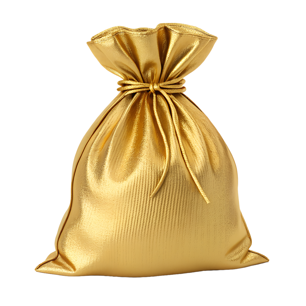 Luxurious Golden Money Bag Wealth Treasure Abundance Fortune Success Financial Rich Luxury Gift png