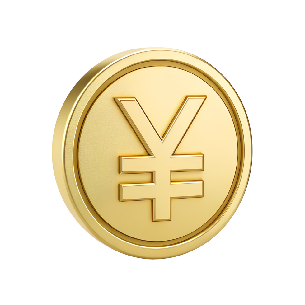 3D Render of a Gold Yen Coin Japanese Currency Symbol Financial Icon png