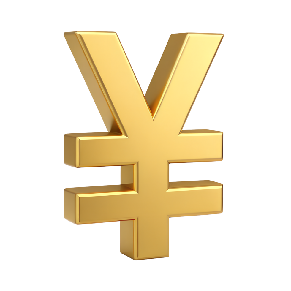 3D Render of a Golden Yen Symbol Japanese Currency Sign Finance Wealth Investment png