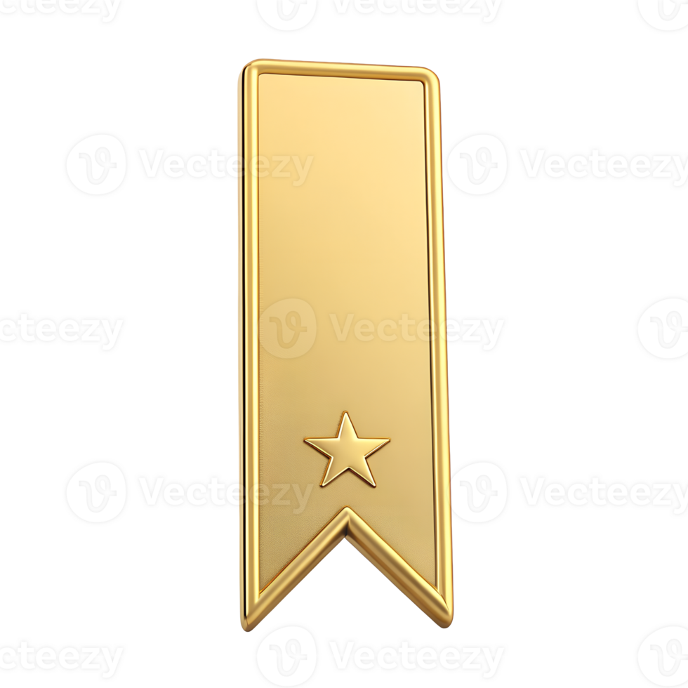 A Golden Bookmark with a Star High Quality 3D Render of a Gold Bookmark Perfect for Award Achievement or Success Representations Ideal for Websites Apps and Presentations png