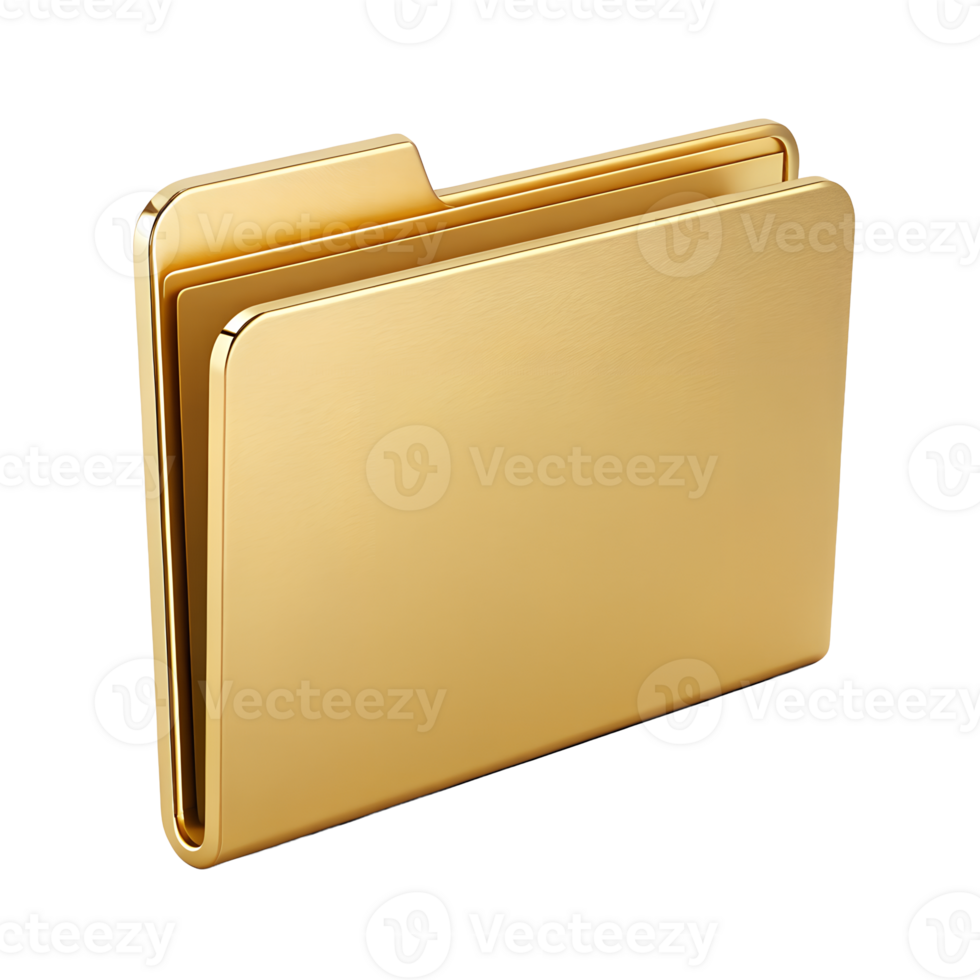 A luxurious golden folder icon represents digital storage organization a 3D render of a high value file folder perfect for business and technology concepts png