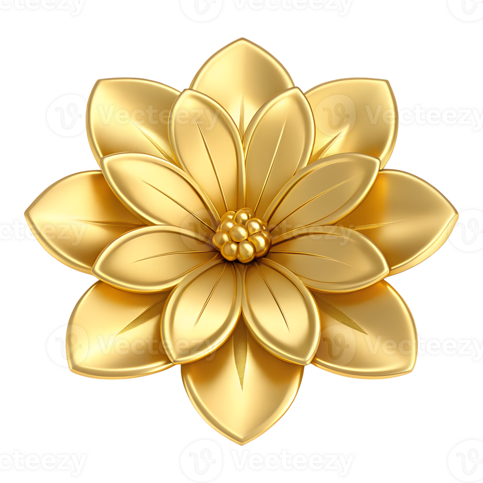 Luxurious Golden Flower 3D Render Elegant Floral Design for Decoration Premium Gold Blossom High Resolution Image Perfect for Print and Web png