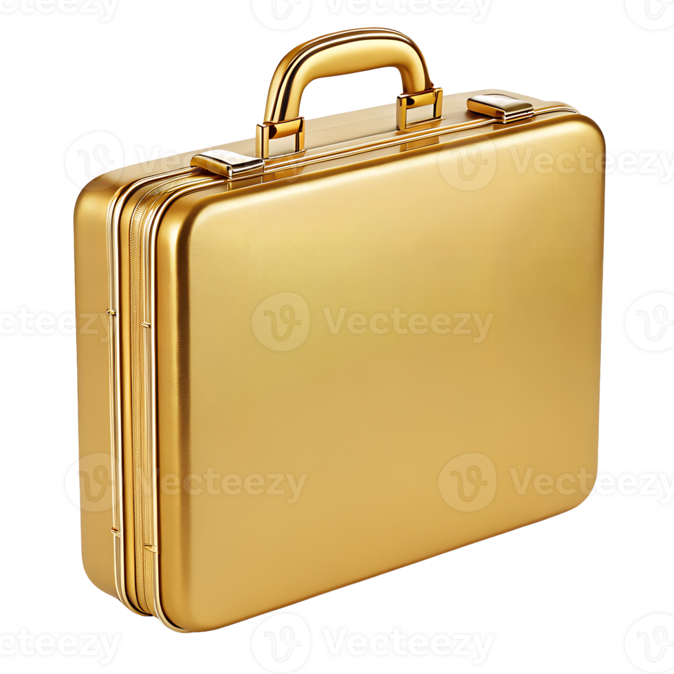 Luxurious golden briefcase for business professionals success achievement wealth isolated transparent background png