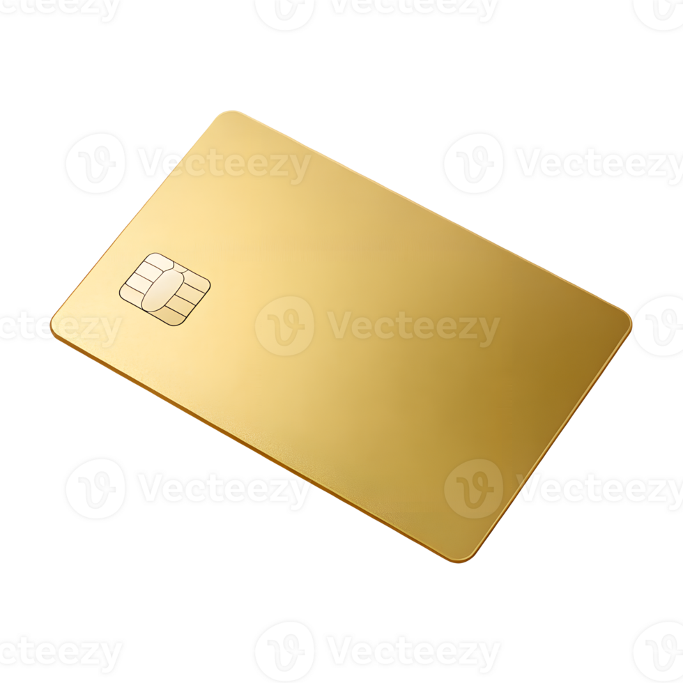 A Gold Credit Card with an Integrated Microchip Shows Secure Online Payment Technology and Modern Banking png