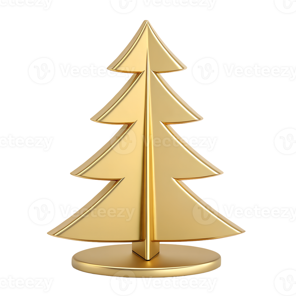 Elegant Golden Christmas Tree Ornament Festive Decoration for Holiday Season A stylish gold colored Christmas tree perfect for winter celebrations and festive designs png