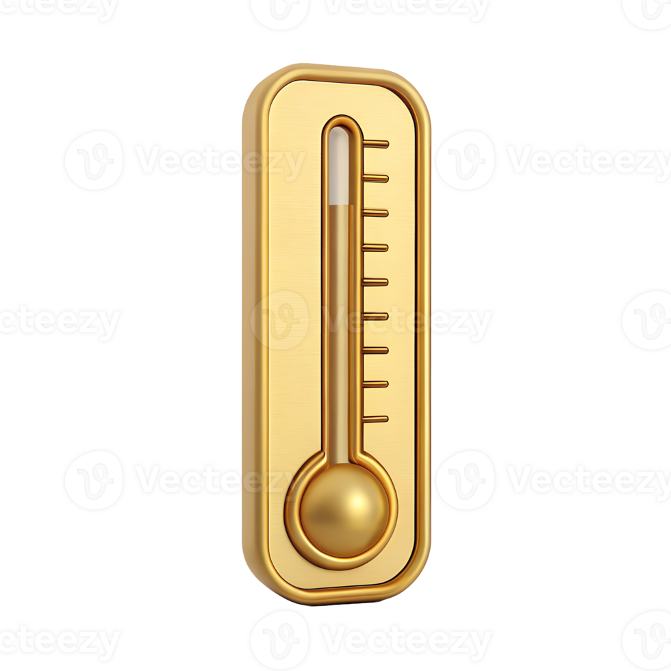 Elegant Gold Thermometer Design Temperature Measurement Device 3D Render png