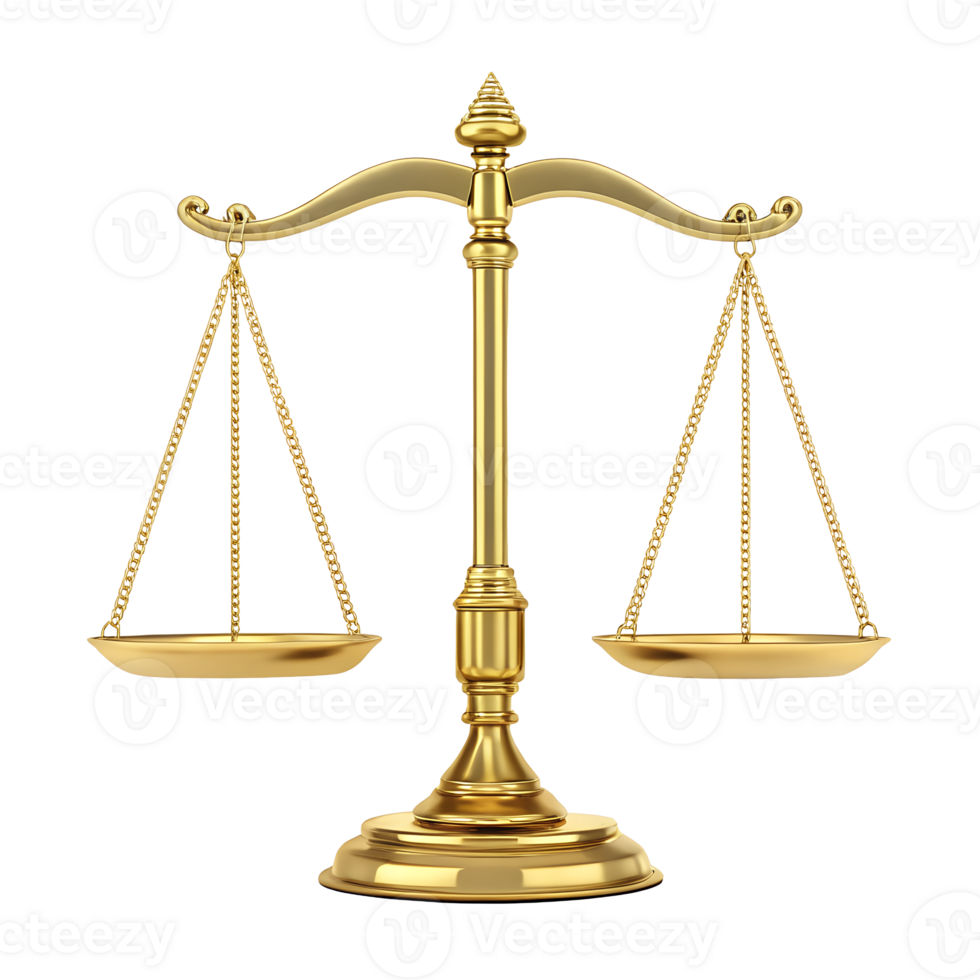 Golden Scales of Justice Symbol of Law Equilibrium and Balance png