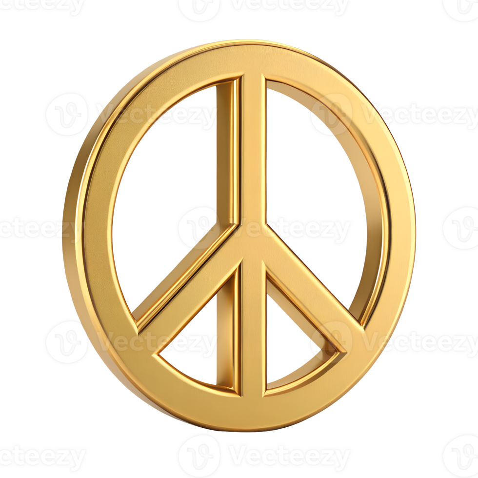 3D Render of Golden Peace Symbol International Day of Peace Non Violence Harmony png