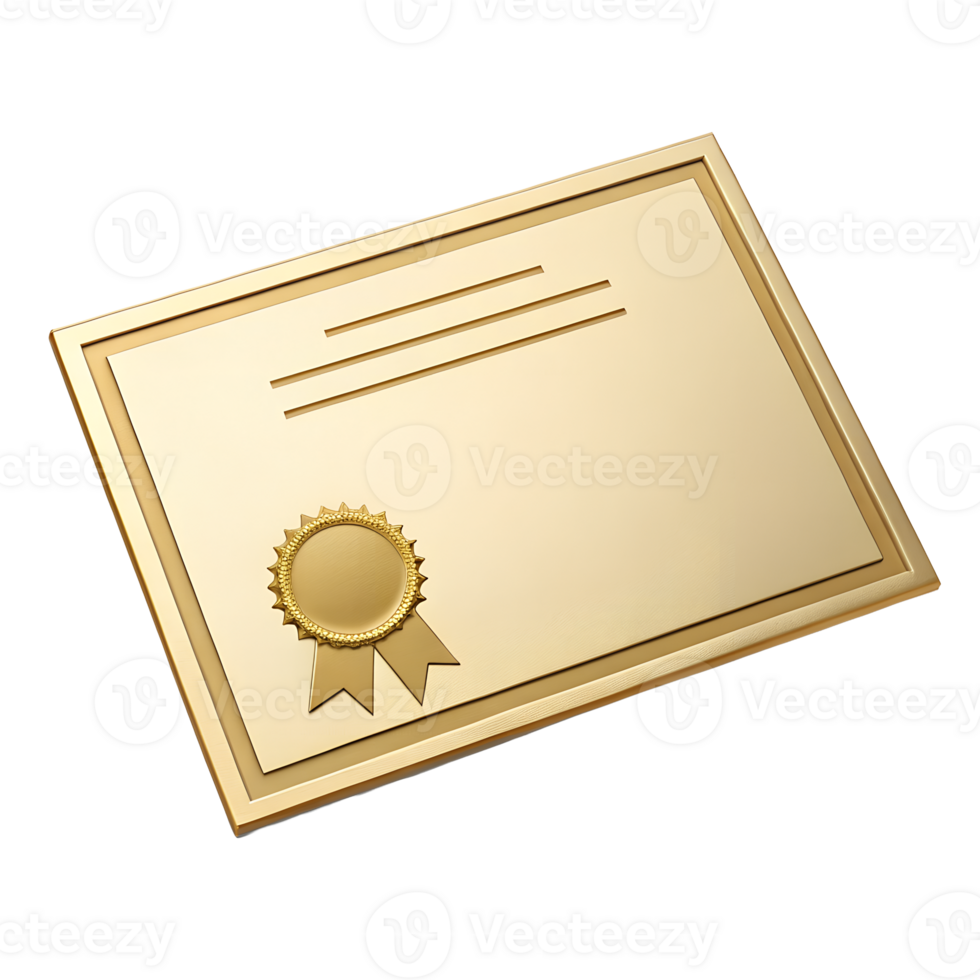 Elegant Gold Certificate Award Template with Seal and Ribbon Blank Achievement Diploma png